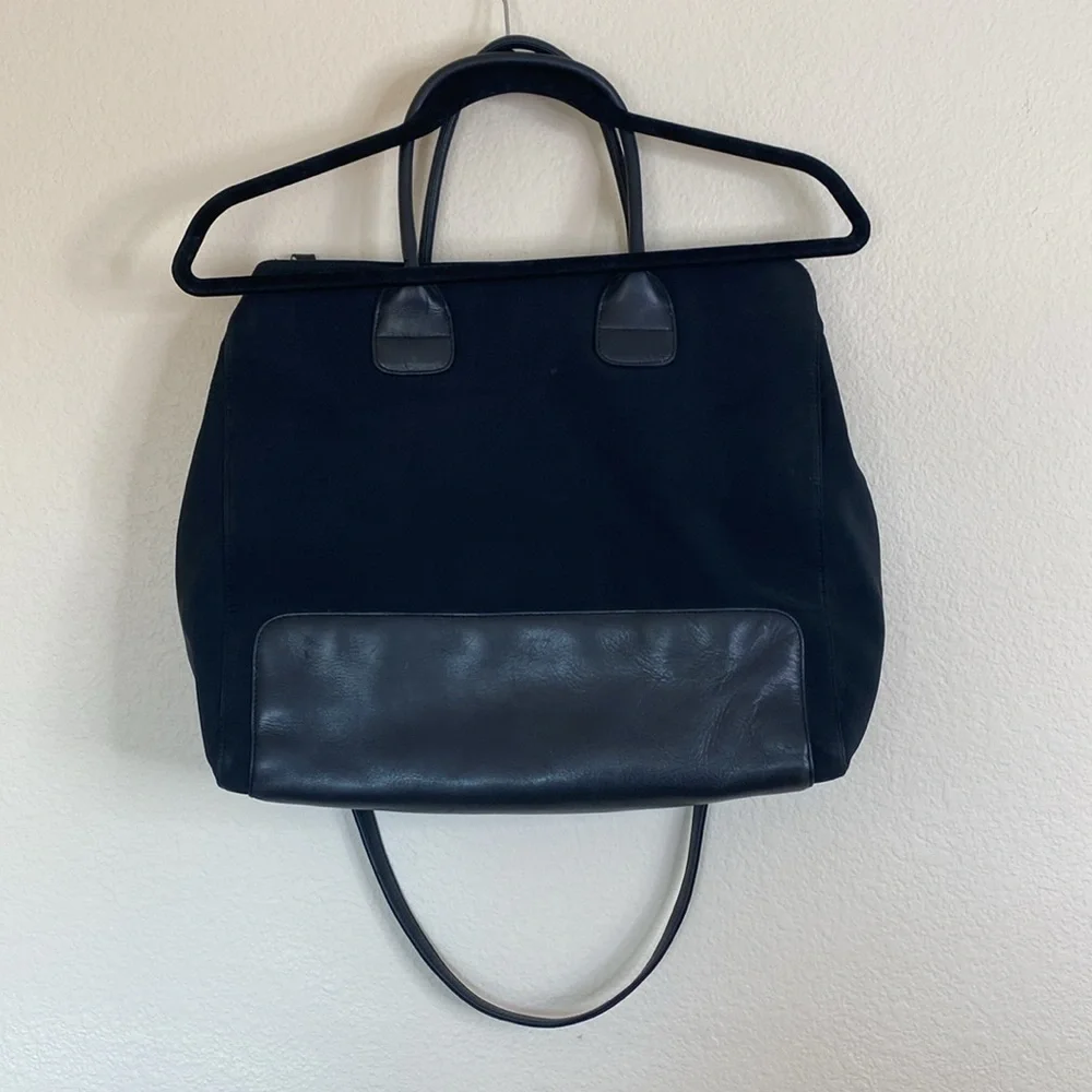 Hobo International large tote laptop bag black nylon leather VGUC